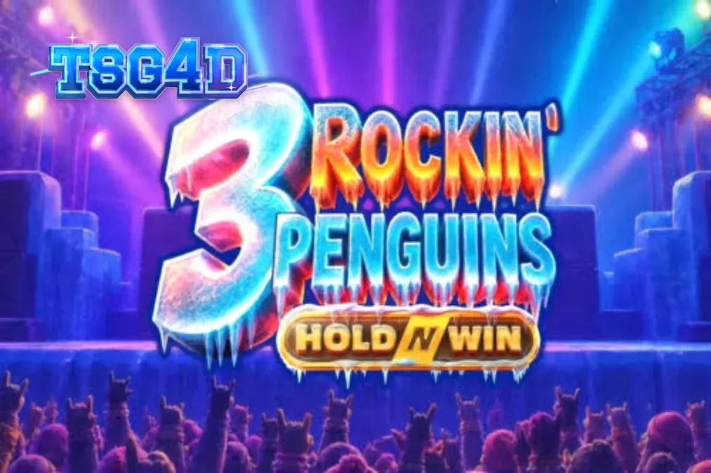 Tampilan visual slot 3 Rockin’ Penguins dengan karakter penguin punk-rock