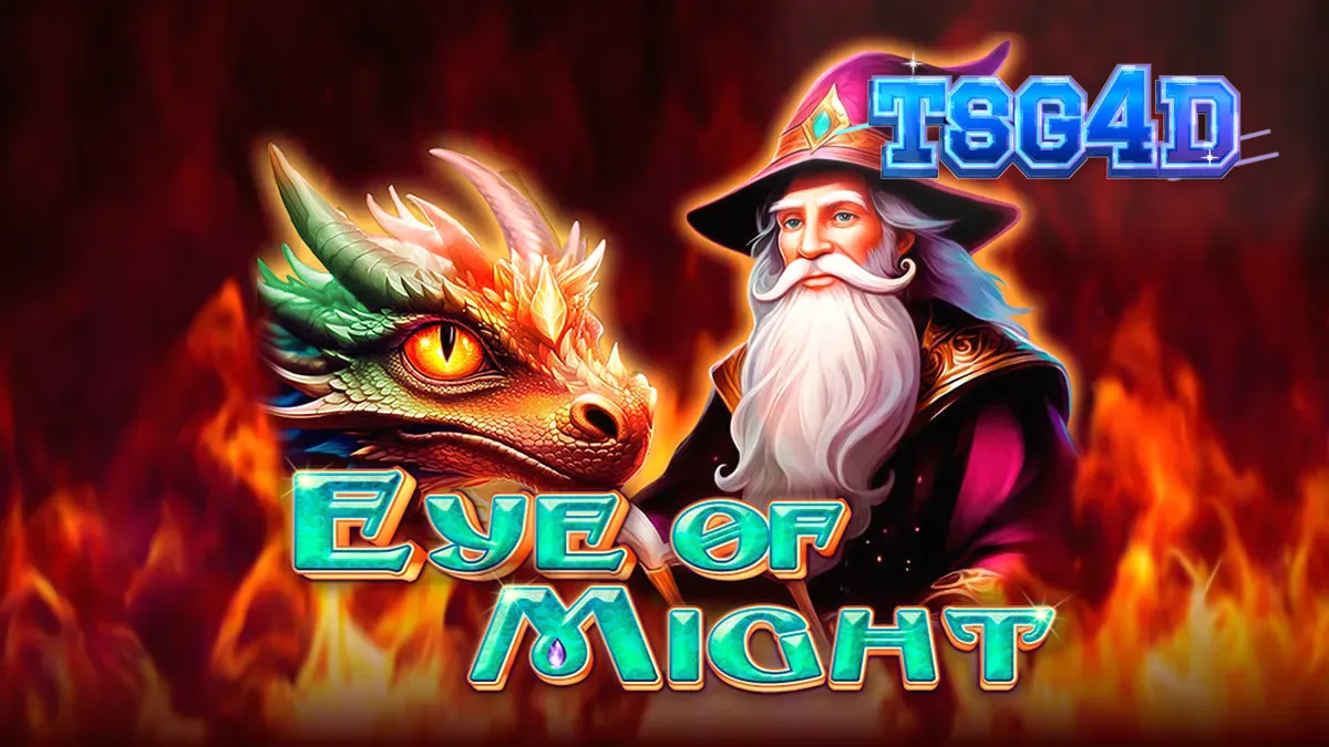Tampilan visual slot Eye of Might dengan elemen fantasi dan naga.