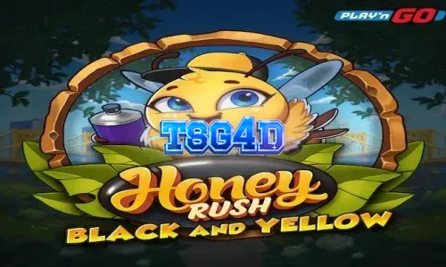 Tampilan visual slot Honey Rush Black and Yellow dengan tema kota neon